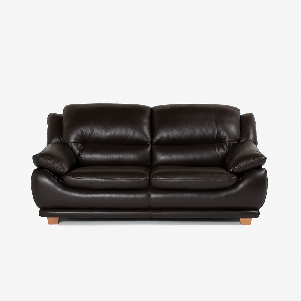 ソファ 3人掛け「オースチンKD」幅207cm 革#J/S-037C ウォールナット色