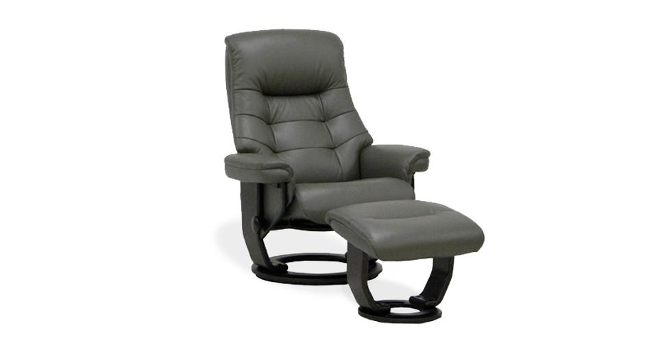 リクライニングチェア「マルコーニ2」半革トープ色 オットマン付