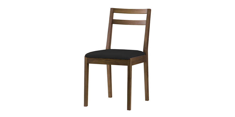 ダイニングチェア「プレーンV」ウォールナット材 PVC 12 ブラック色