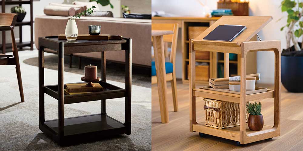 浜本工芸 ワゴン「No.4900・4904・4908」キャスター付 オーク材 全3色