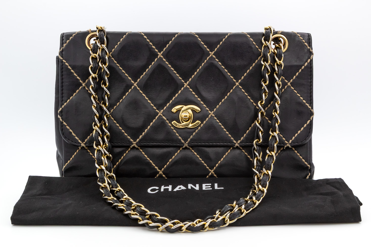 Chanel Surpique Wild Stitch Quilted Flap Bag - Ideal Luxury