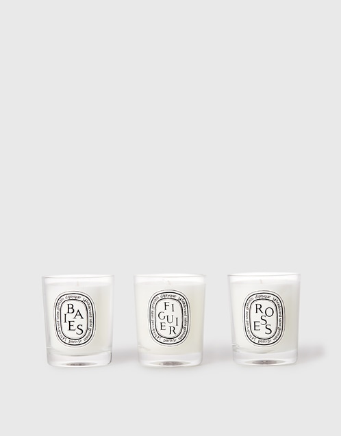 Diptyque Baies, Figuier And Roses Mini キャンドル 3 X 70g