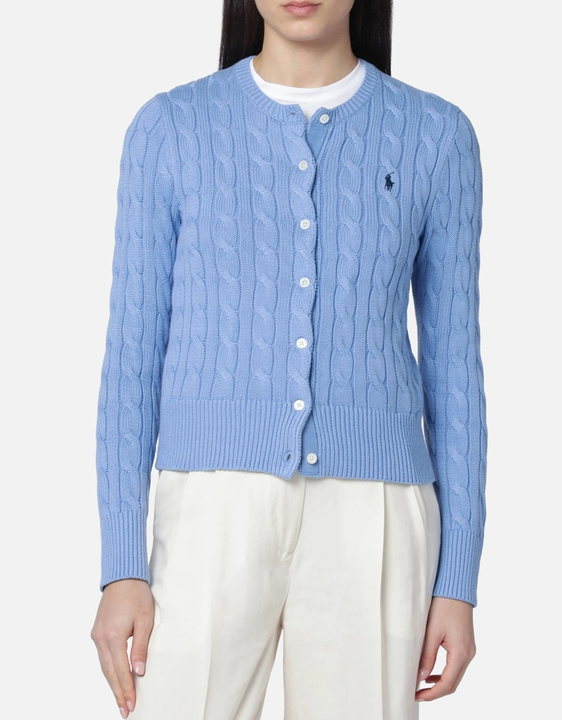 Polo Ralph Lauren ライトブルーケーブルニットコットンカーディガン