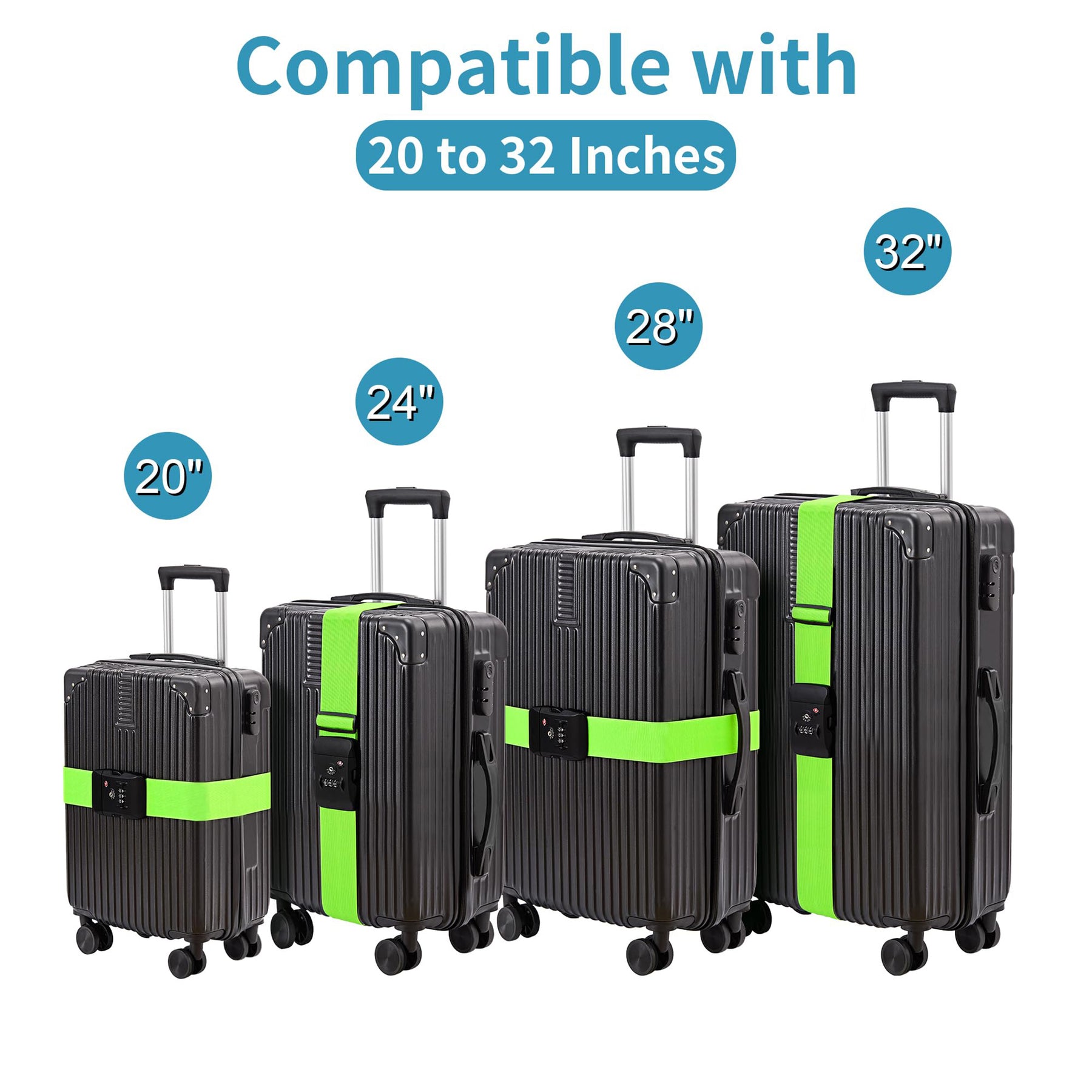 JARLINK Luggage Strap for Suitcases and Travel Belt Set, TSA Approved