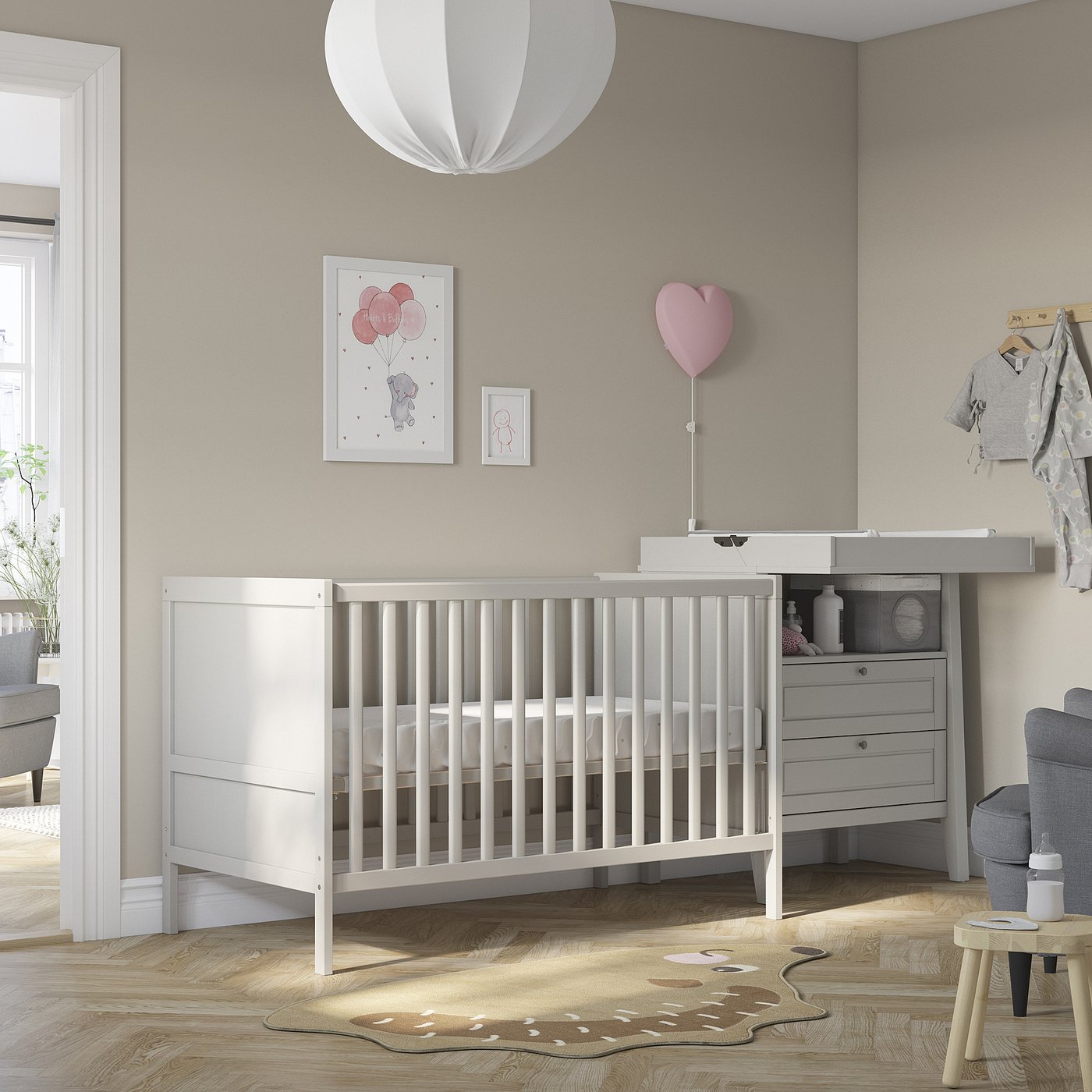 SUNDVIK crib, gray, 70x132 cm (271/2x52