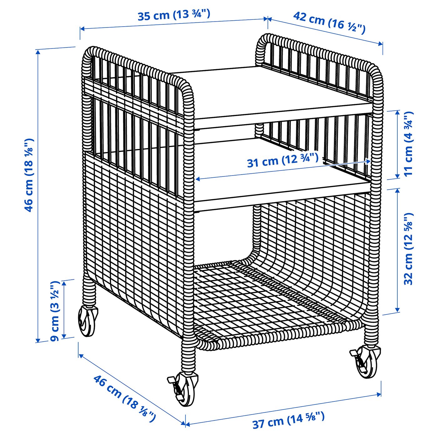 FRYKSÅS フリークソース 収納ユニット キャスター付, 籐, 37x53 cm - IKEA