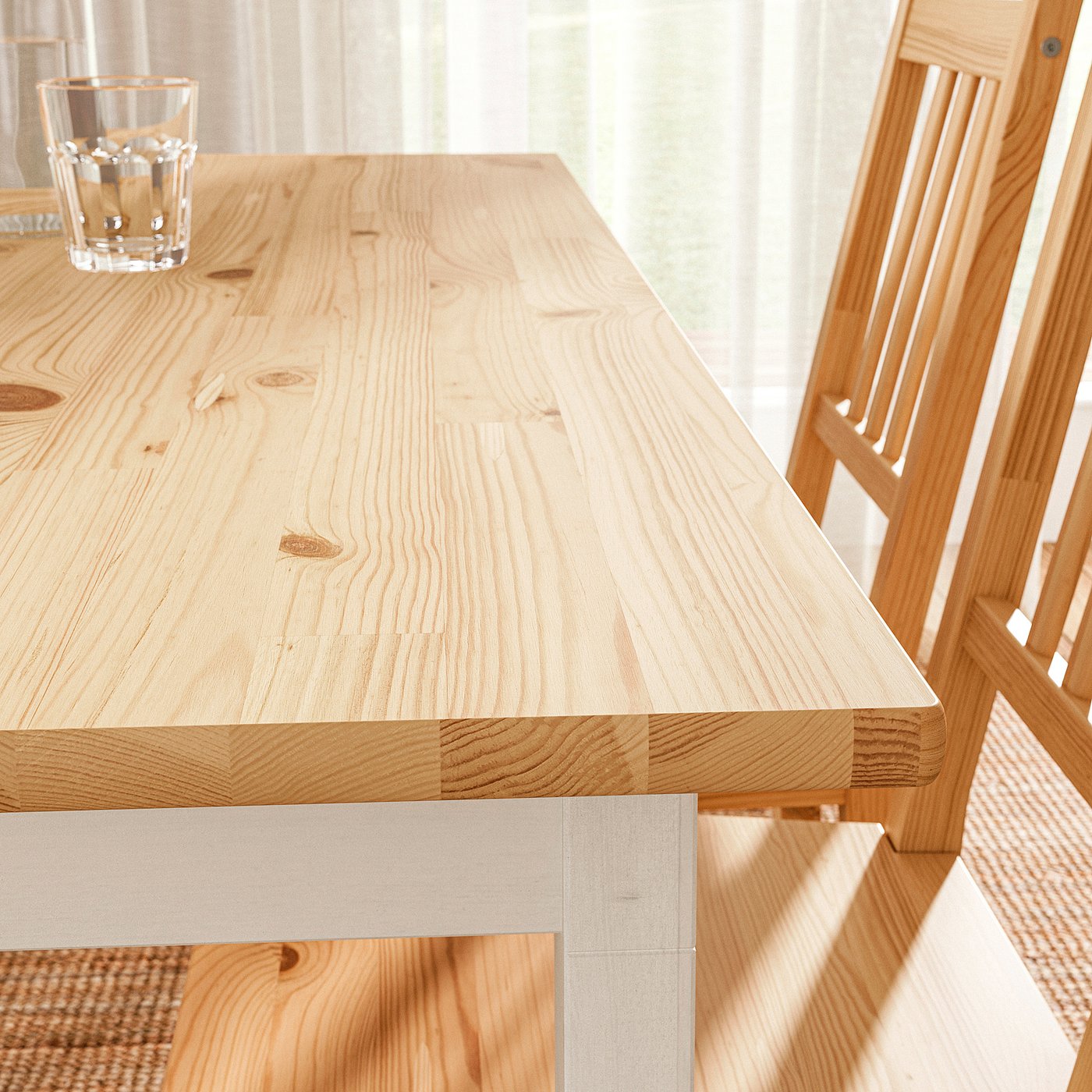 PINNTORP ピントルプ テーブル, ライトブラウンステイン/ホワイト