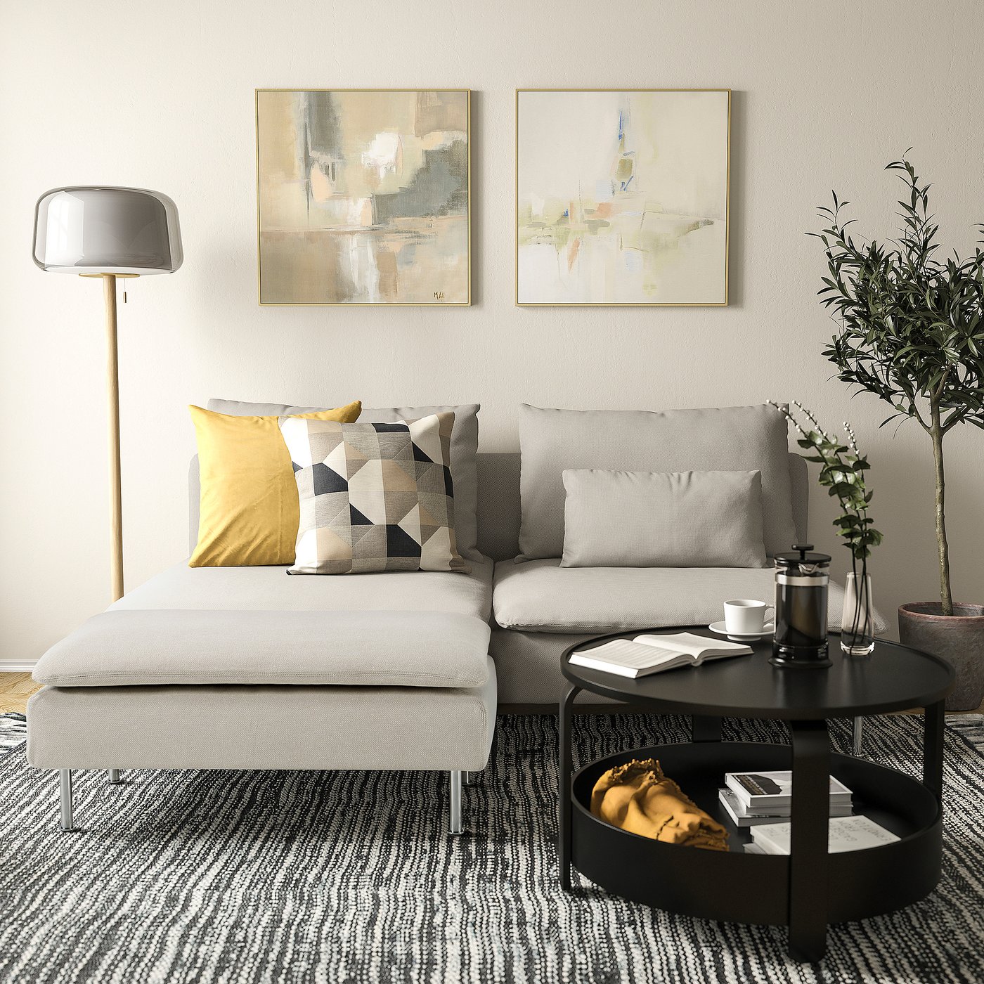 IKEA 美品 ソーデルハムンオットマン 本体&カバー SÖDERHAMN