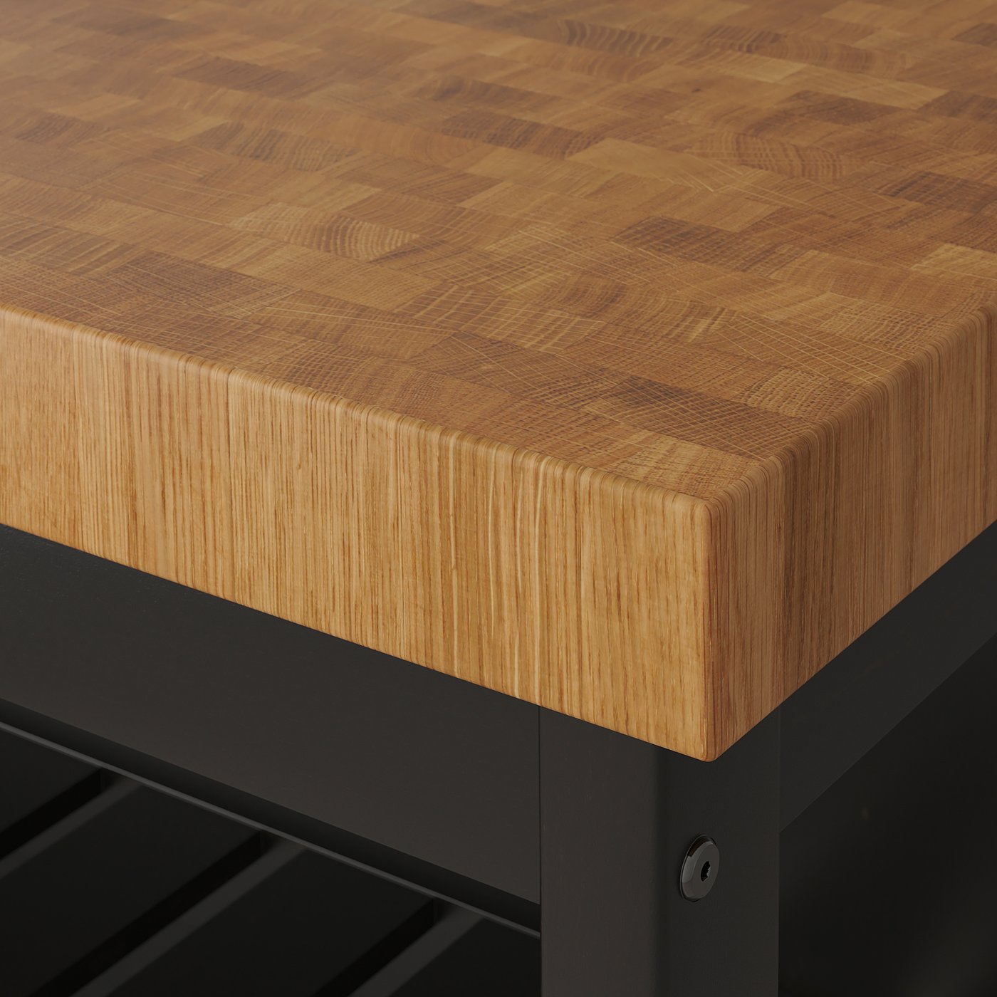 VADHOLMA ヴァドホルマ アイランドキッチン ラック付き, ブラック