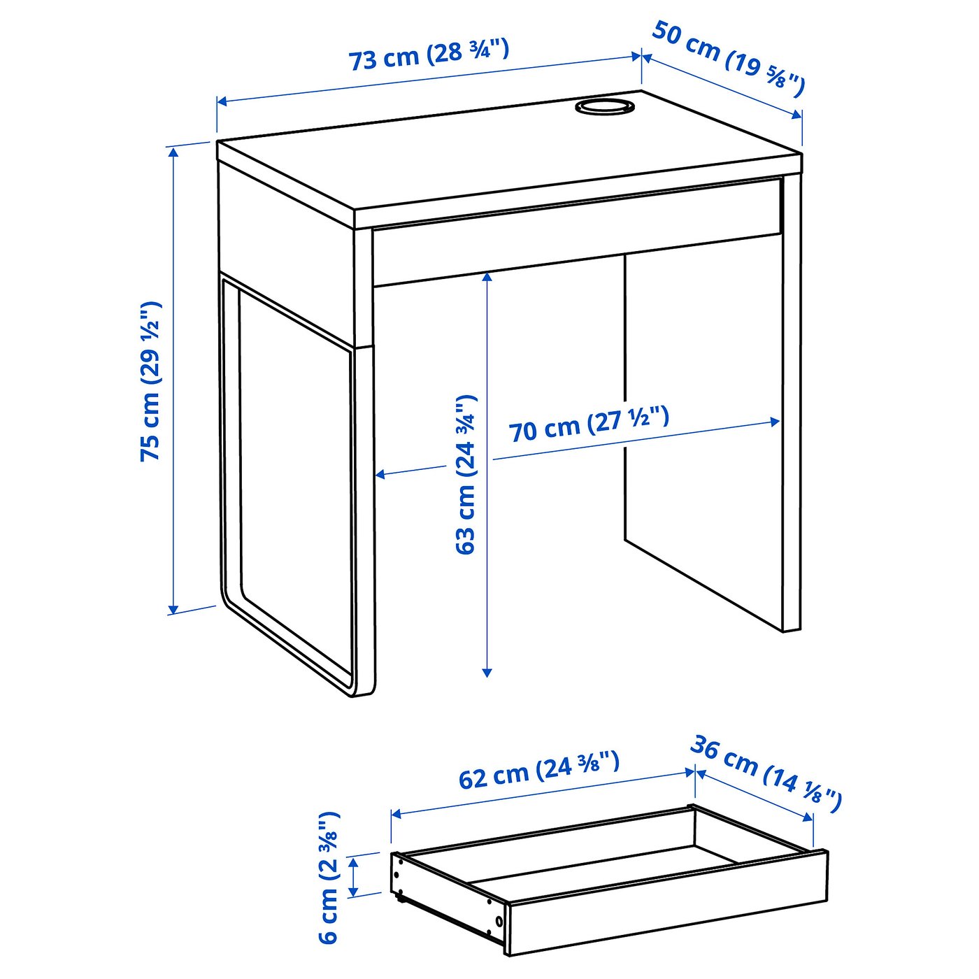 MICKE ミッケ デスク, ブラックブラウン, 73x50 cm - IKEA