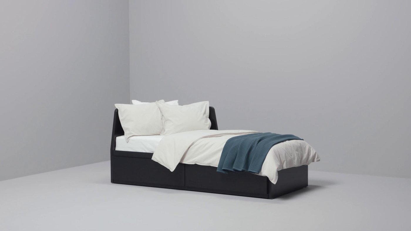 FLEKKE daybed frame with 2 drawers, black-brown, Twin - IKEA