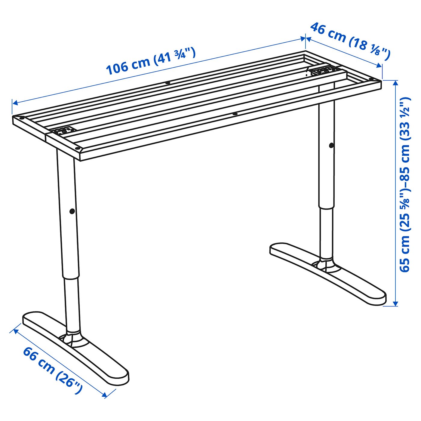 BEKANT Underframe for table top, white, 47 1/4x31 1/2