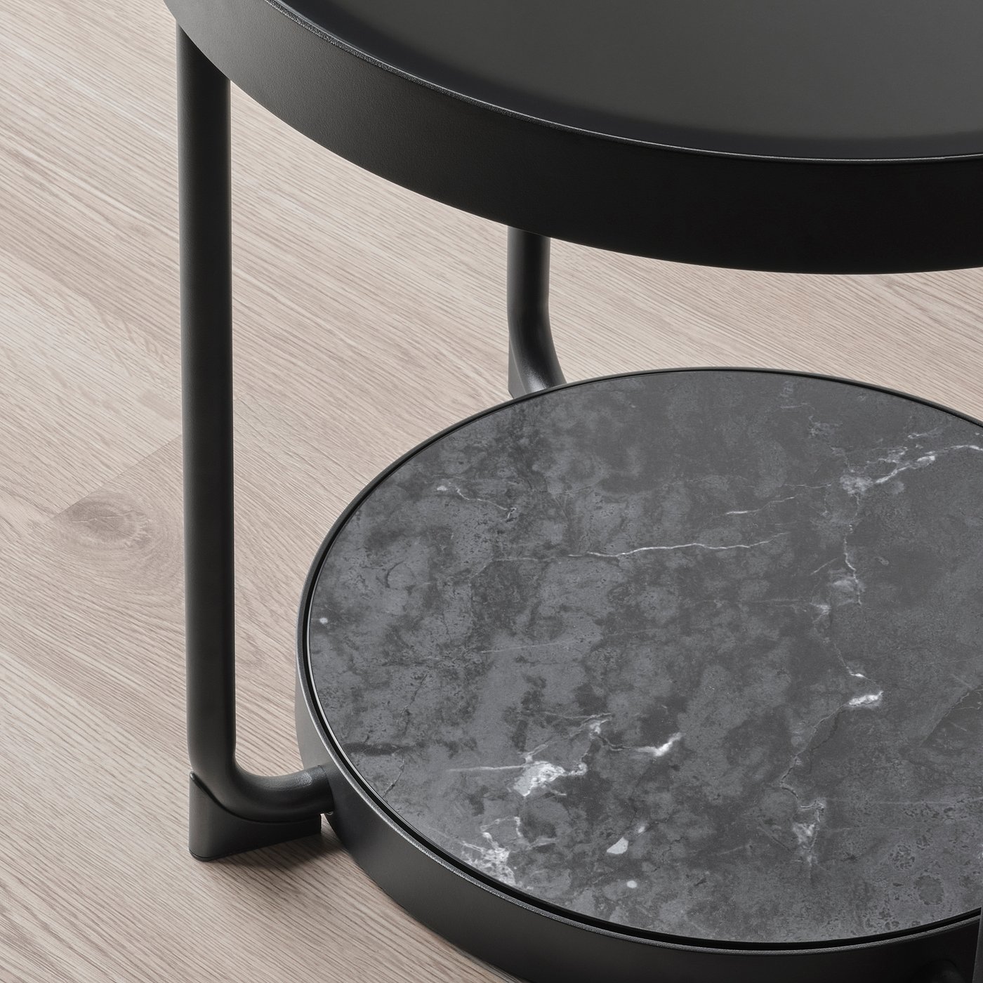FRÖTORP side table, anthracite marble effect/black glass, 187/8