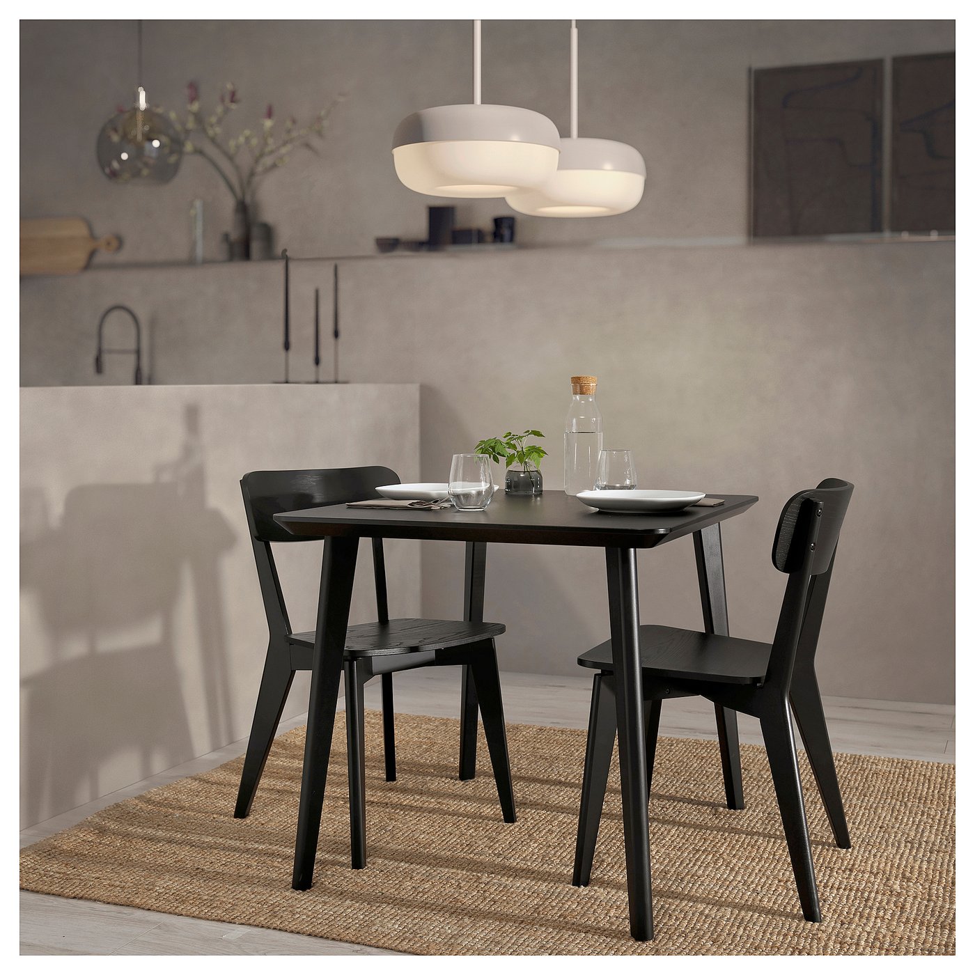 LISABO / LISABO table and 2 chairs, black/black, 345/8