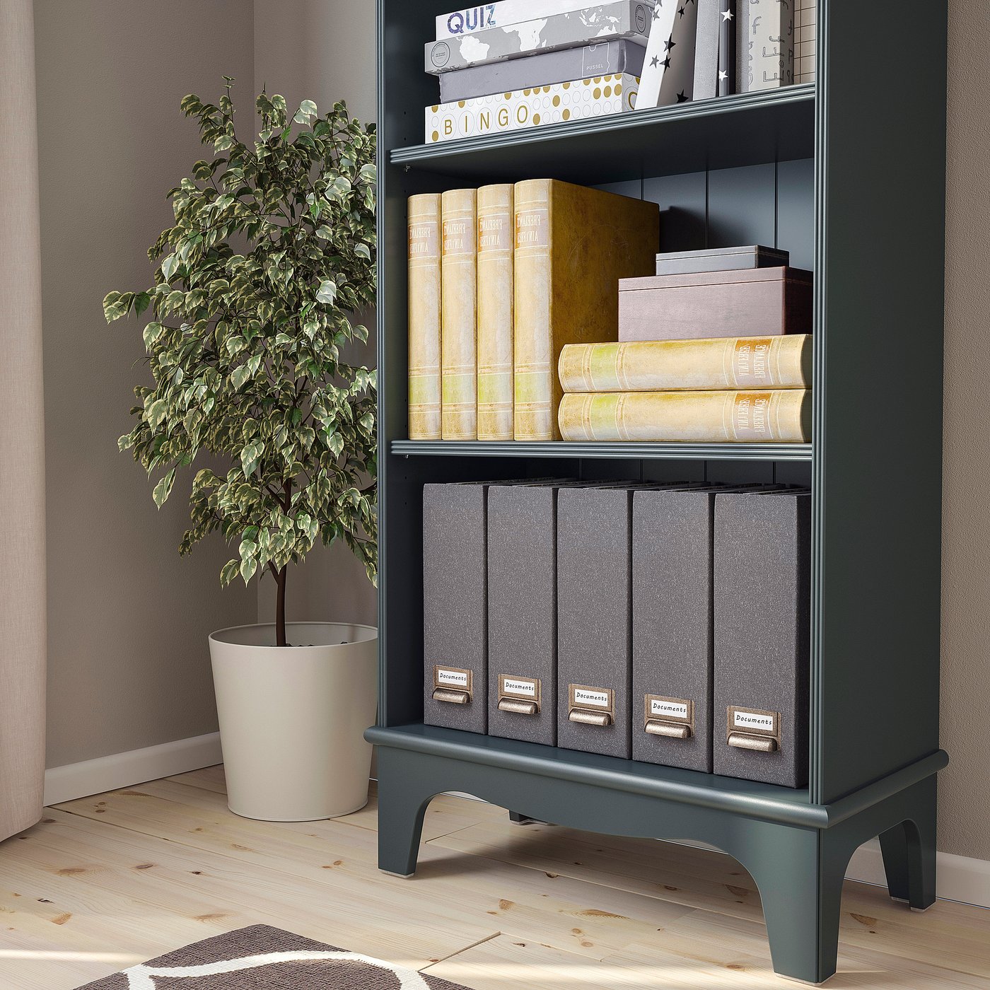 LOMMARP Bookcase, dark blue-green, 25 5/8x78 3/8