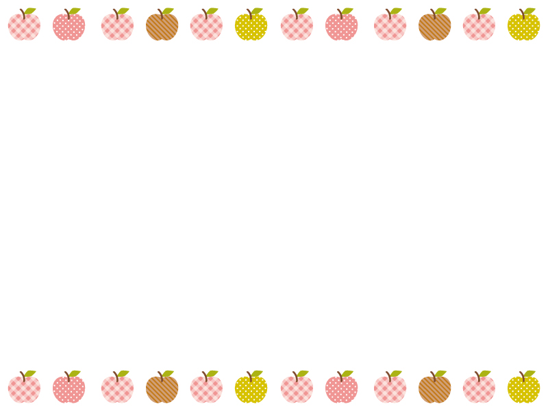 カントリー風柄のりんごの上下フレーム飾り枠イラスト | 無料イラスト