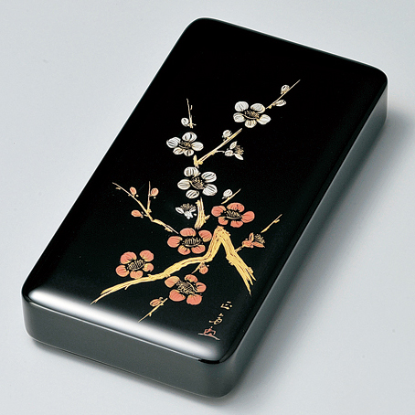硯箱 沈金紅白梅 黒 漆塗り・木製 11-14208 (製造中止) 漆器の井助