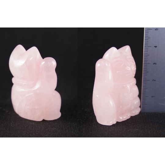 ローズクォーツ招き猫 天然石の置き物販売 名取貴石 天然石・国産原石
