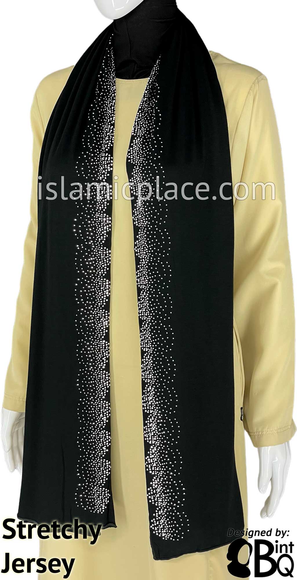 Black with Silver Stones in Design 14 - Jersey Shayla Long