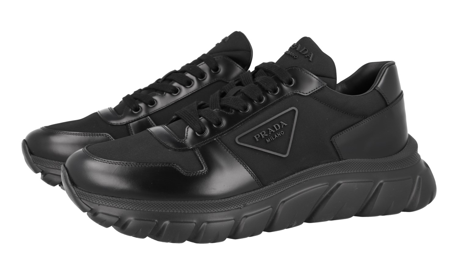 PRADA Leather Nylon Prax01 Chunky Sole Sneakers - Black - NEW | eBay