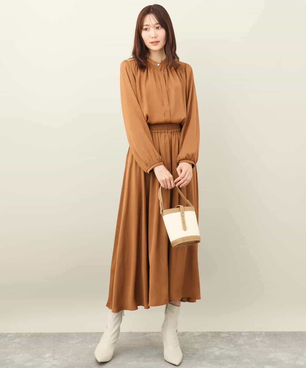 起毛サテンバンドカラーブラウス/洗える(ブラウス・シャツ) | MK