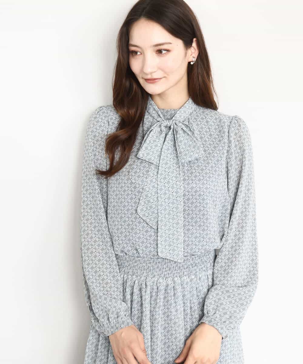 チェック柄ボウタイシフォンブラウス/洗える(ブラウス・シャツ) | MK