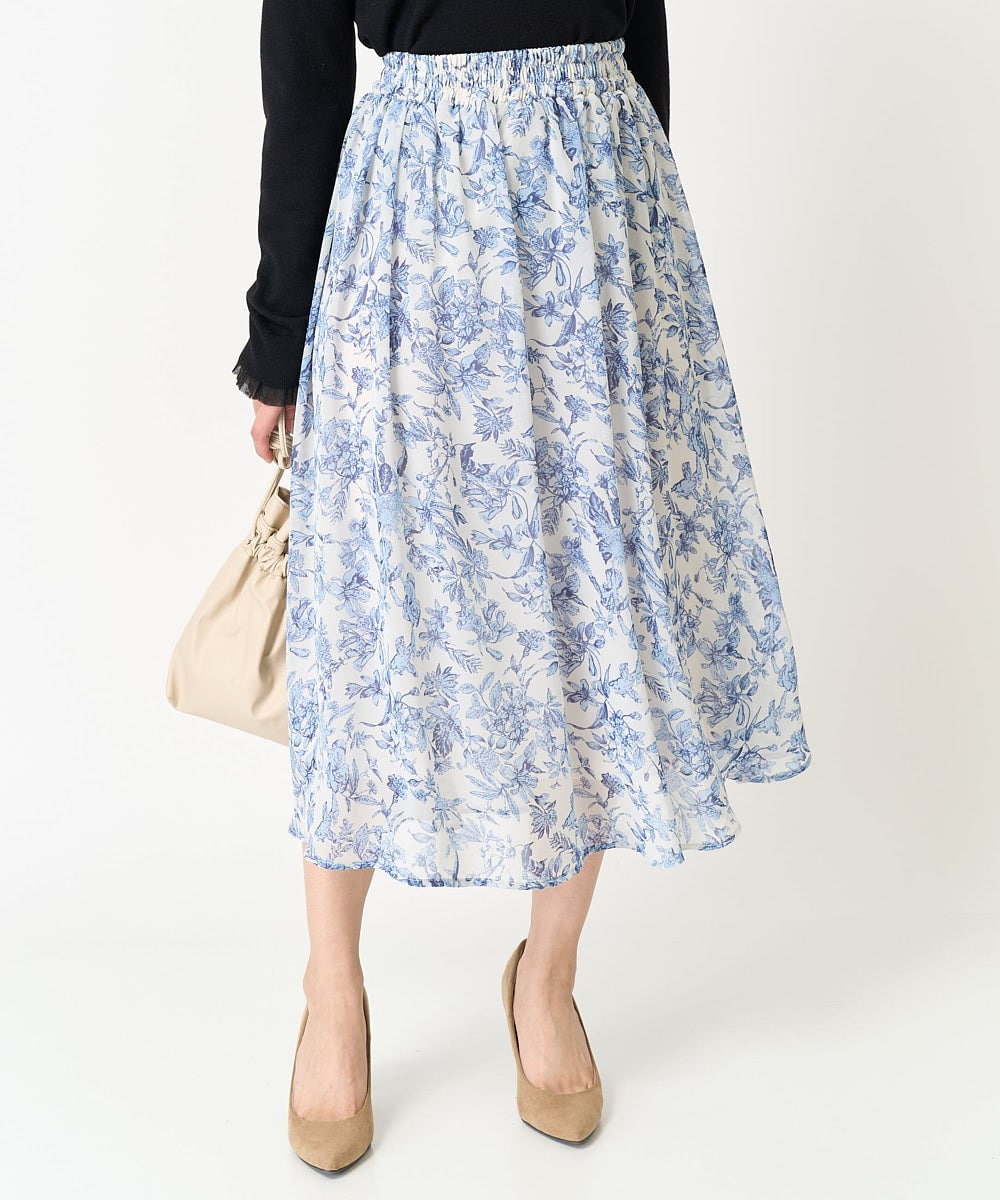 小さいサイズ】花柄シフォンスカート/丈の長さが選べる/洗える