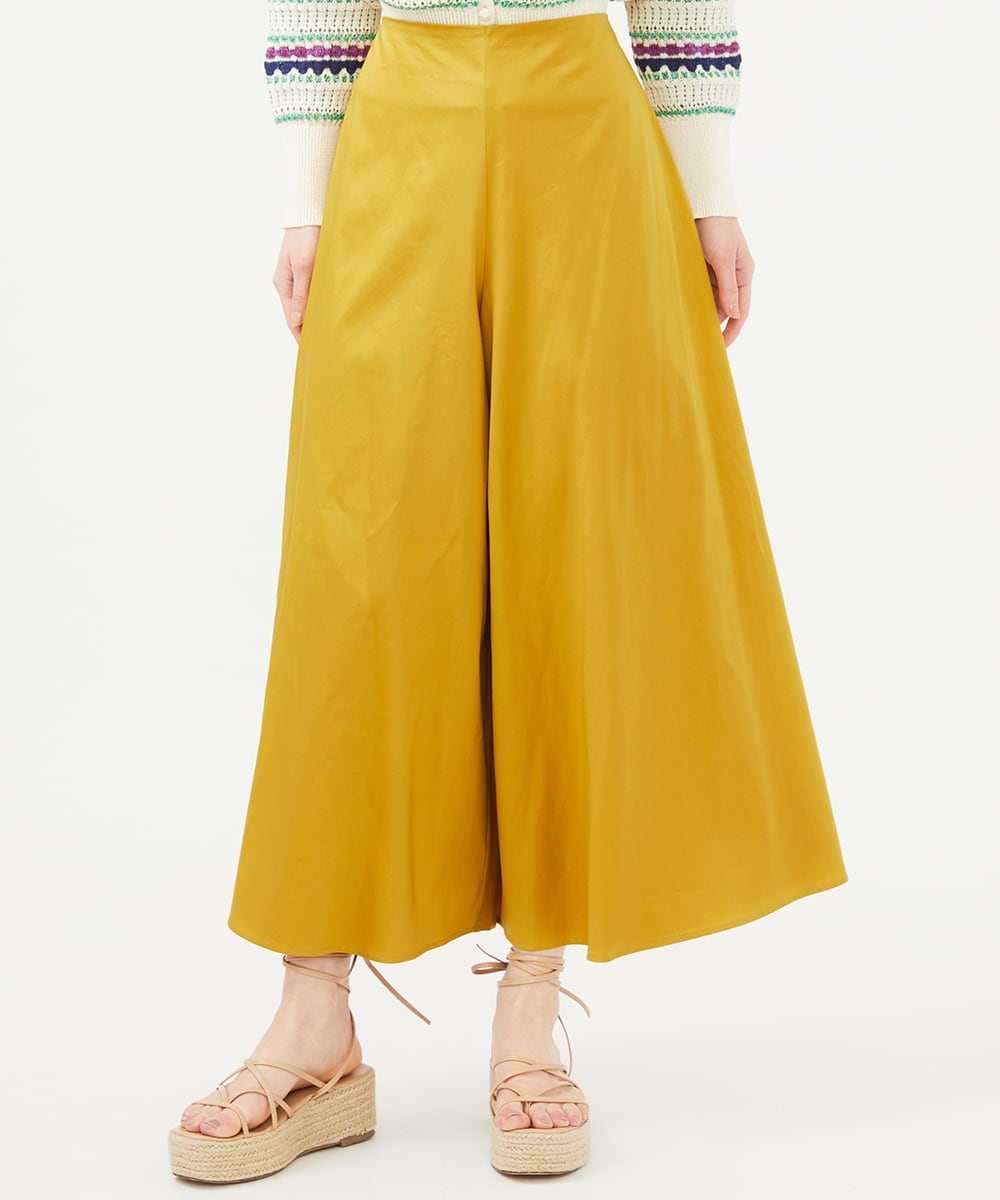 coco heve サテンフレアガウチョパンツ カーキ heve. サテンフレア