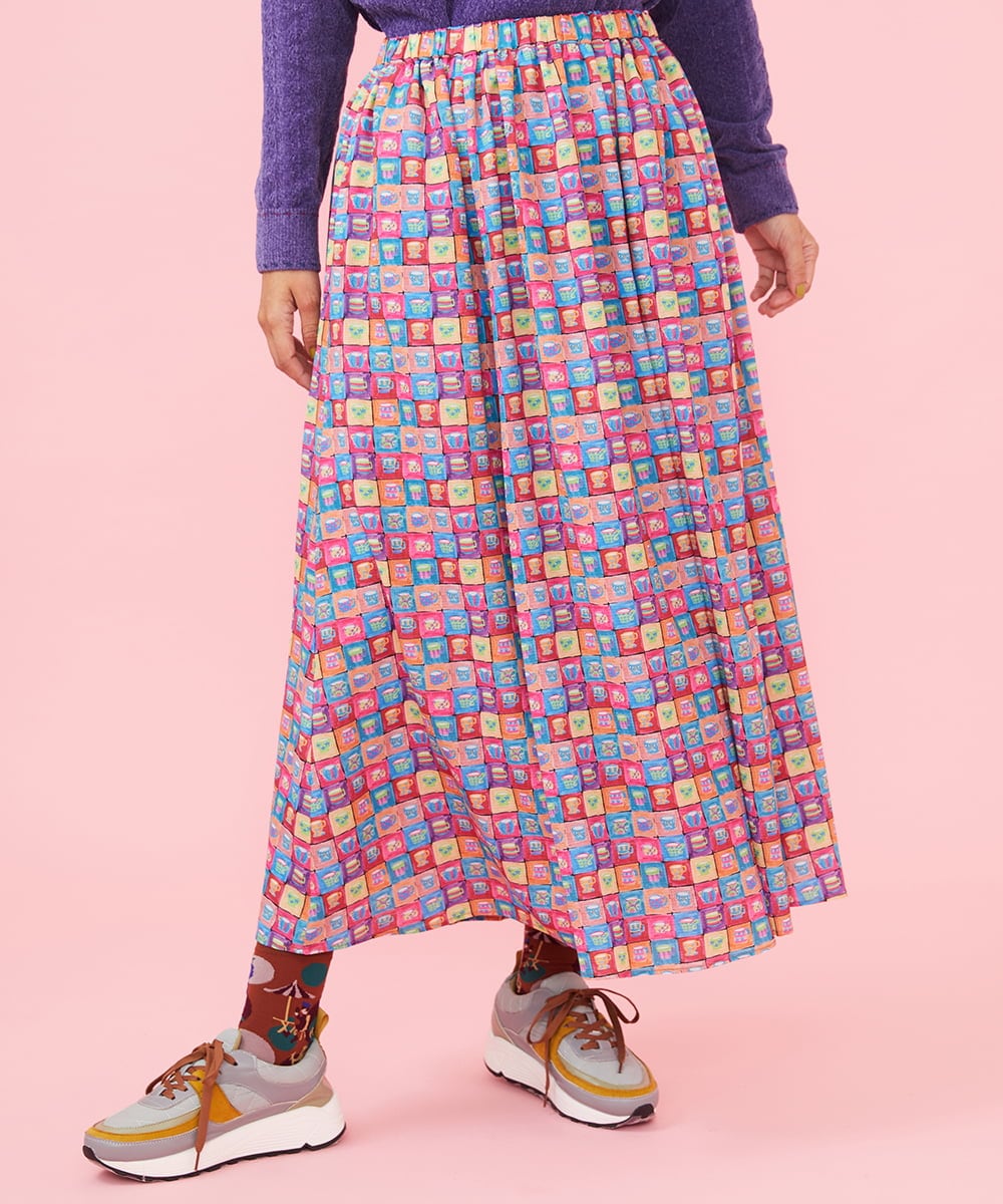 Chocolate con churros プリントフレアスカート(ロング・マキシ丈