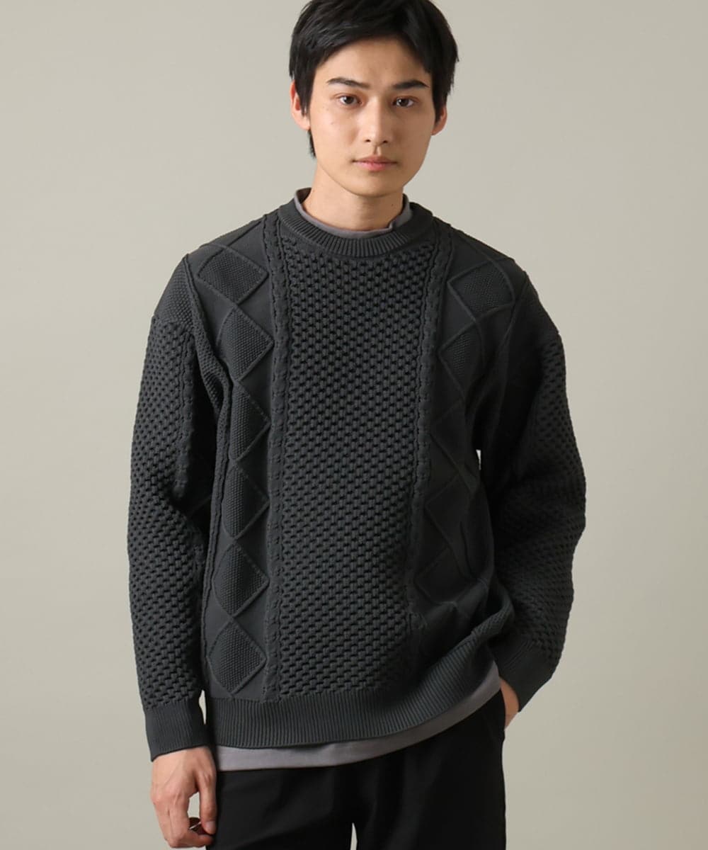 プレゼントにもオススメ】アラン編みクルーネックニット(ニット