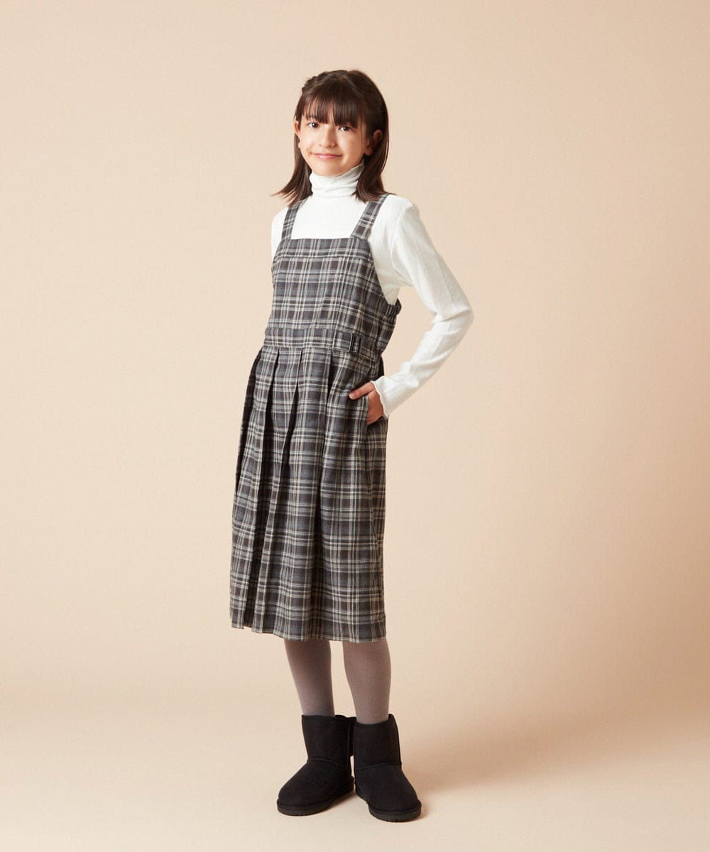 140-150]スクエアネックプリーツジャンスカ(ジャンパースカート