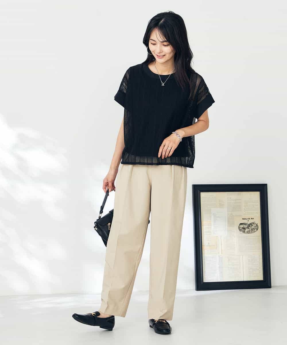 洗える】タックワイドテーパードパンツ【WEB限定】(フルレングスパンツ