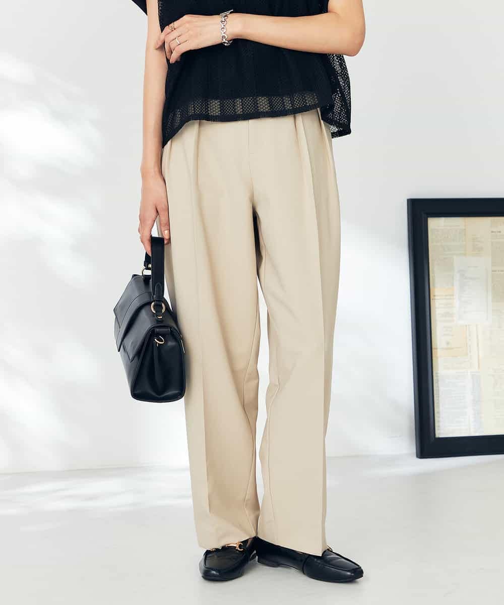 洗える】タックワイドテーパードパンツ【WEB限定】(フルレングスパンツ