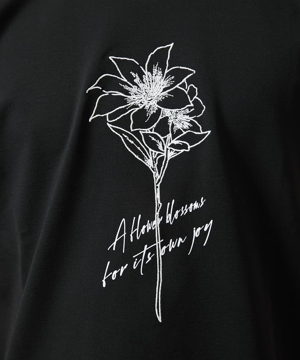 洗える】フラワー刺繍VネックTシャツ(カットソー・Tシャツ) | MK