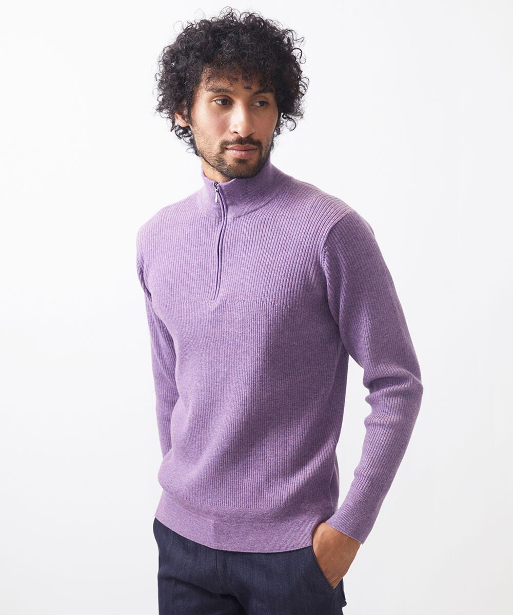 リブ編みハーフジップニット(ニット・セーター) | MICHEL KLEIN HOMME