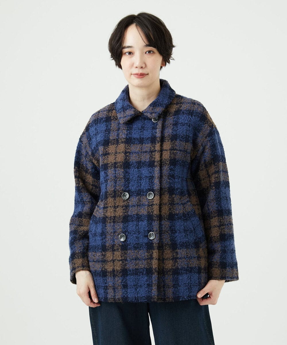 日本製]ループチェックウールコート(ピーコート) | GIANNI LO GIUDICE