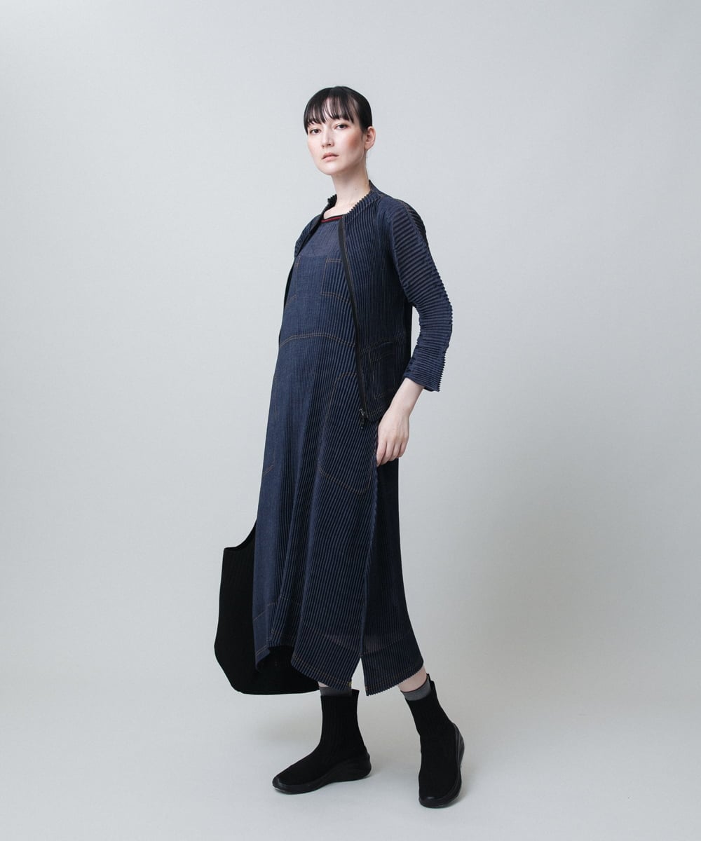 デニムライクプリーツワンピース/洗える(ワンピース) | TRUNK HIROKO