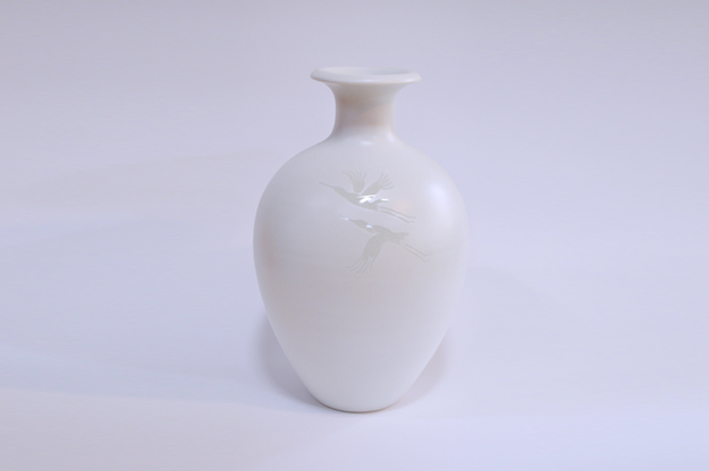 永信作 双鶴花瓶 - 有限会社永澤兄弟製陶所