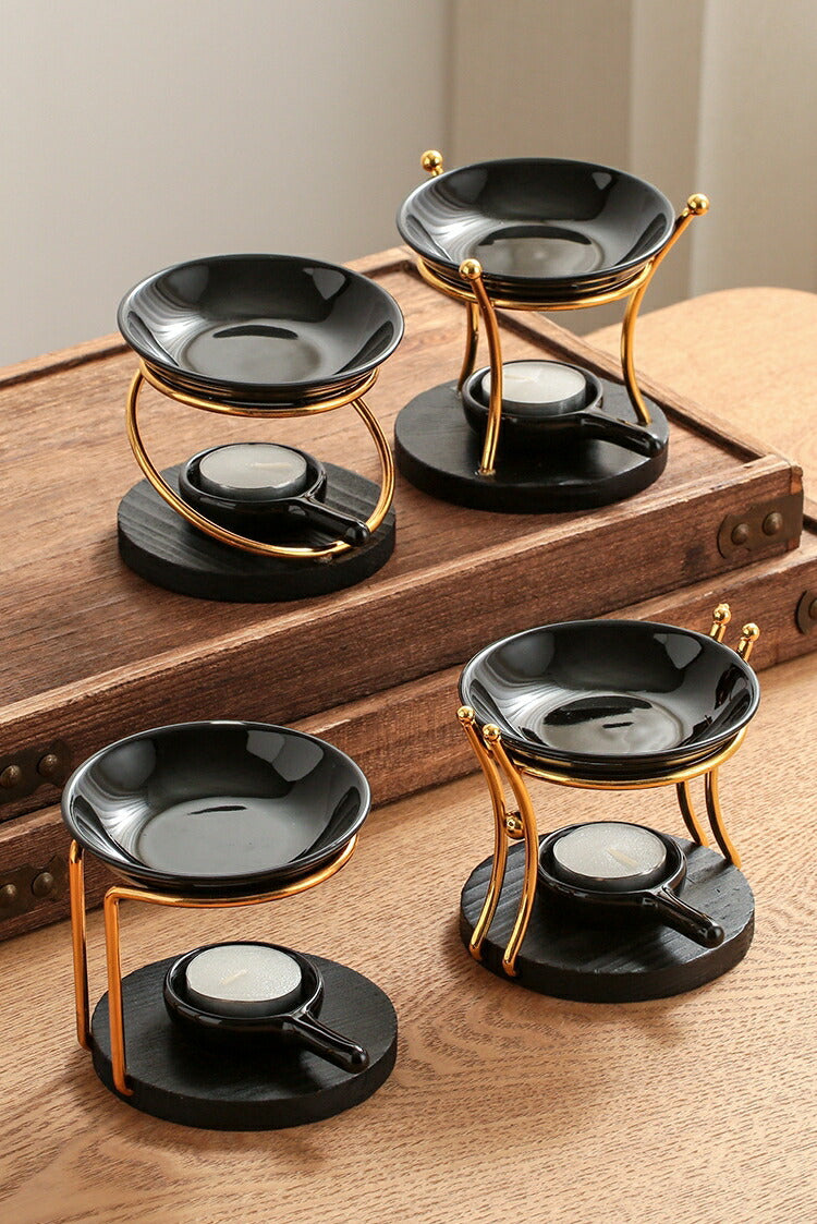 IwaiLoft 新型 黒 アロマポット 陶器 アロマ炉 茶香炉 アロマ