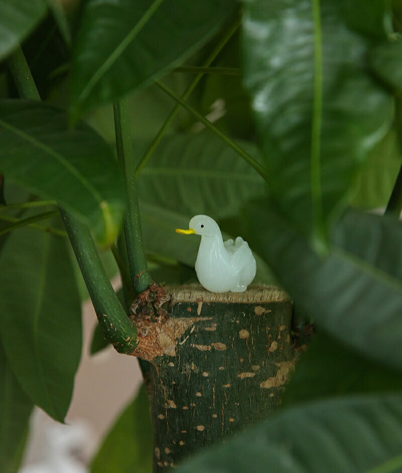 IwaiLoft ガラス細工 手作り おやこ 鴨 かも 置物 ガラス オブジェ