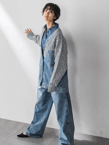 デニムドッキングニットカーディガン≪洗濯機で洗える≫ | MAYSON GREY