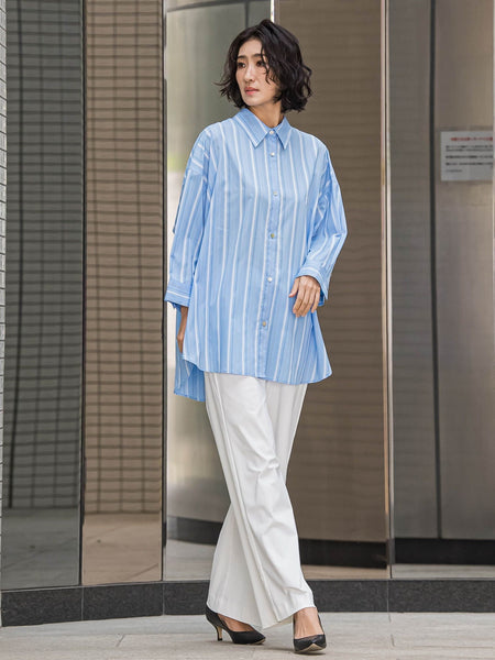 オーバーサイズストライプシャツ≪洗濯機で洗える≫ | la.f（ラ