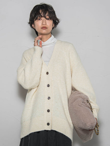 新色追加】フラッフィーVネックニットカーディガン≪手洗い可能