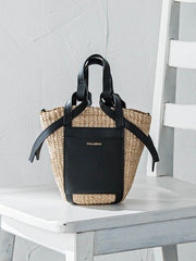 VIOLAd'ORO】アバカ製 レザーポケットトート MIRO/ V-8624