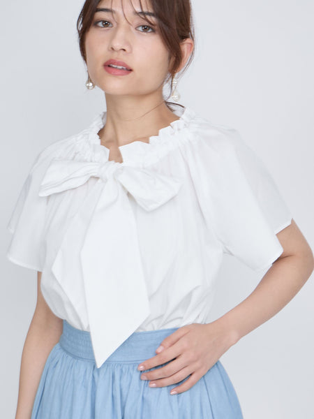 ボウタイリボンフレアスリーブブラウス≪洗濯機で洗える≫ | QUEENS