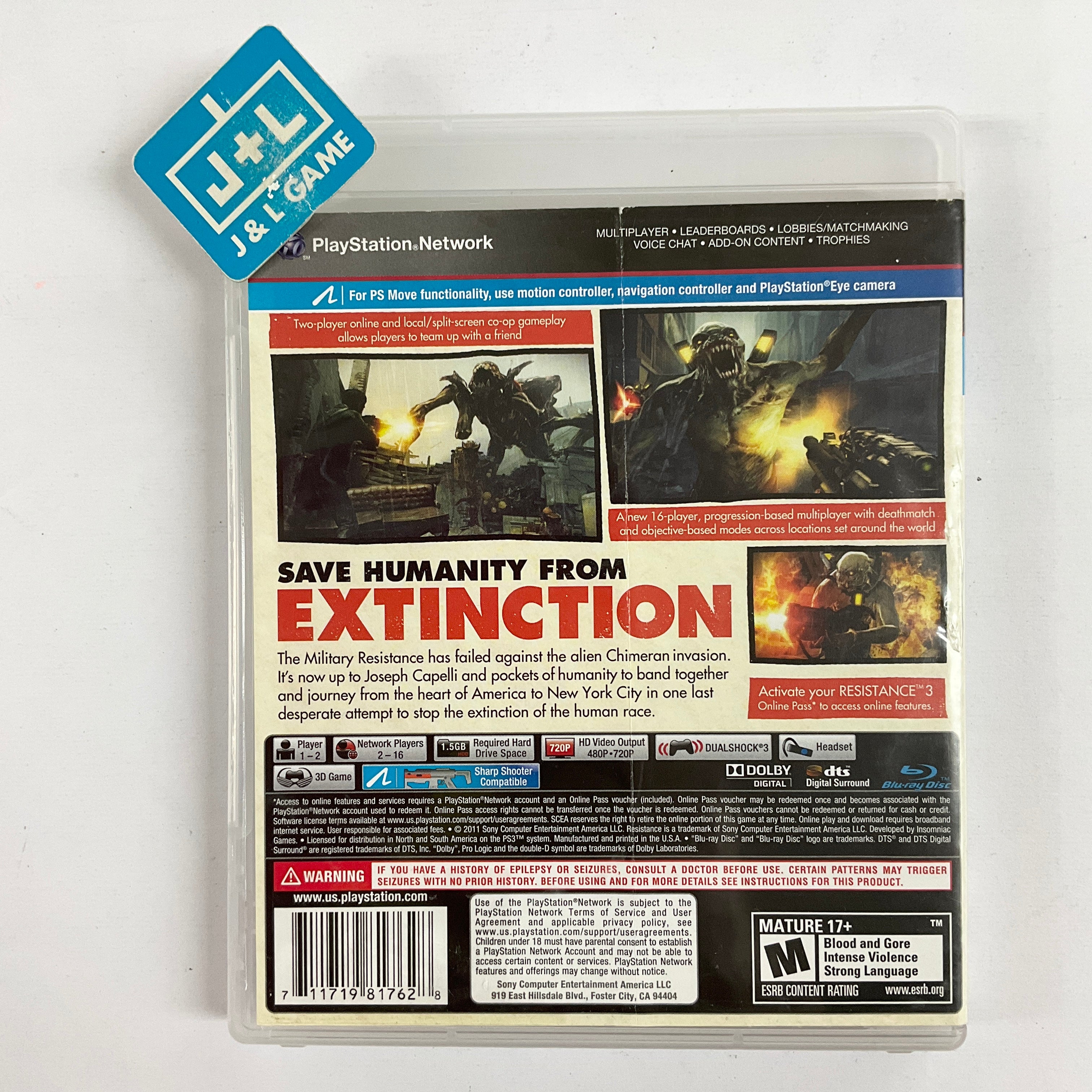 Resistance 3 - (PS3) PlayStation 3 [Pre-Owned] | J&L Game