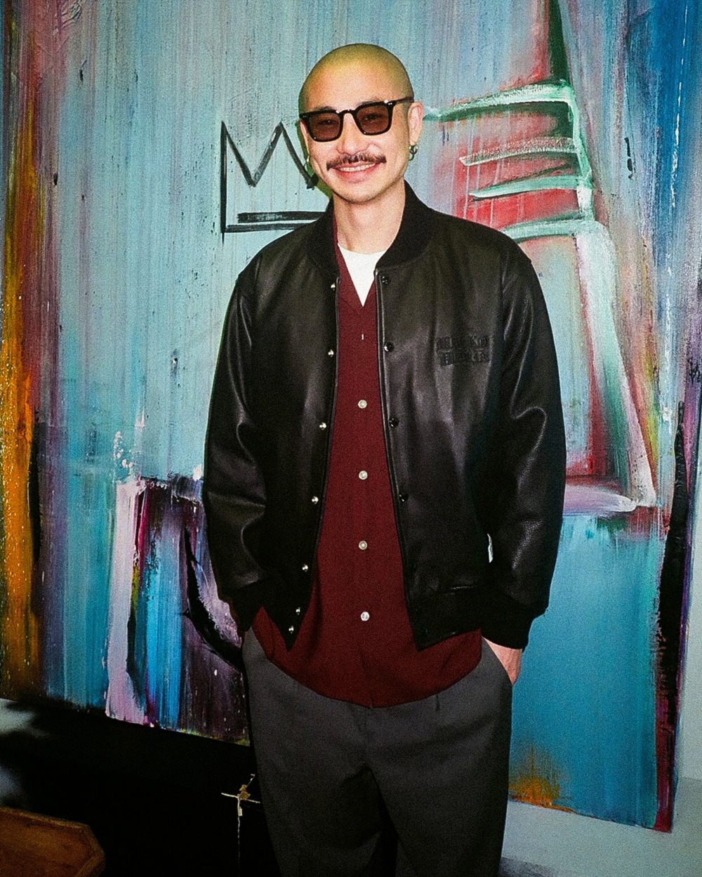 WACKO MARIA/LEATHER VARSITY JACKET（BLACK）［レザーヴァーシティJKT