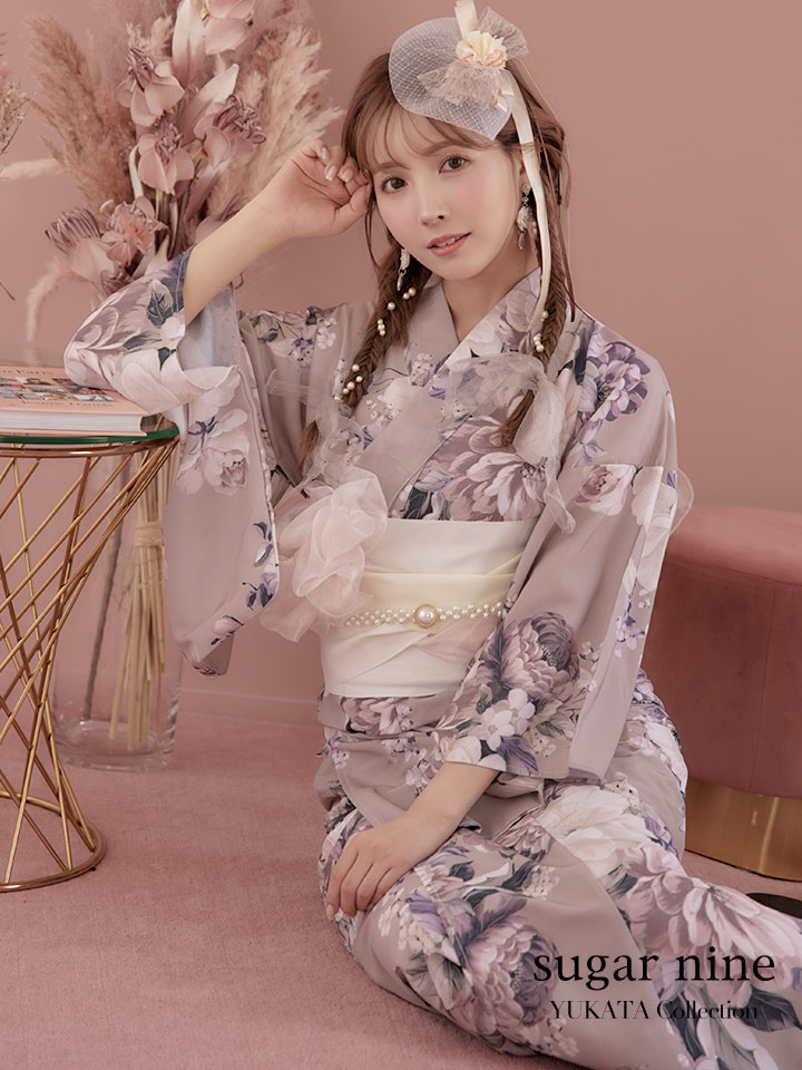 即日発送】【オリジナル浴衣】大人スウィートフラワー牡丹柄浴衣【浴衣