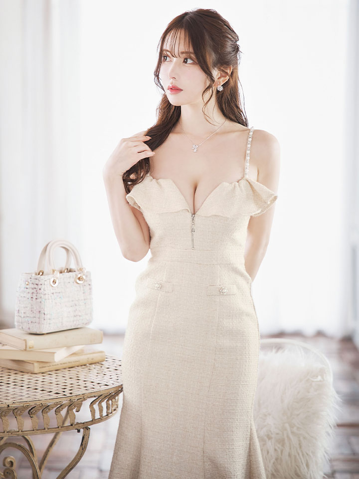 SALE!【sifeel/シフィール】チェックツイードワンピースドレス