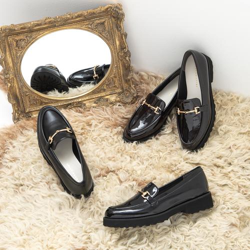 トラックソールビットローファー(24.0cm ブラックエナメル